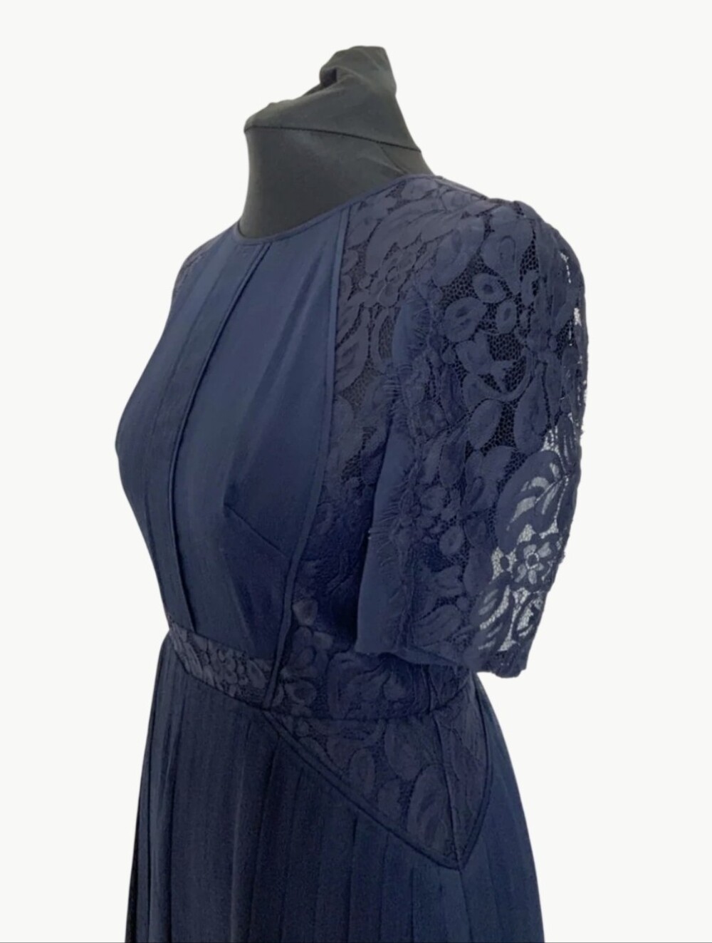 Whistles Navy Lace Detail Flowy Dress Size 8 Medium